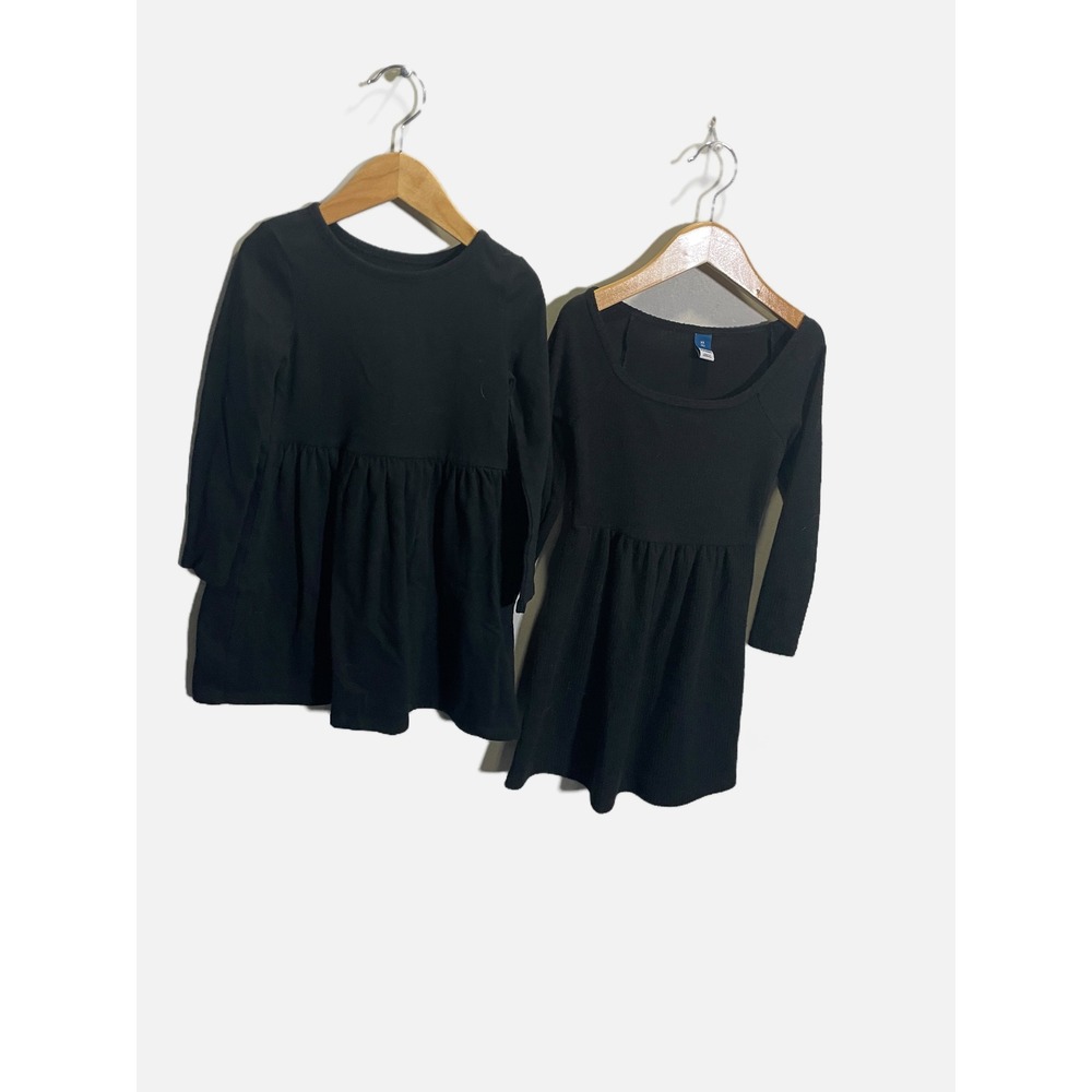 Old Navy Cat & Jack Dress Lot Kids 5T XS Black Ribbed Jersey Babydoll Skater